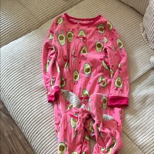 Pink Avocado Print Toddler Footed Pajamas